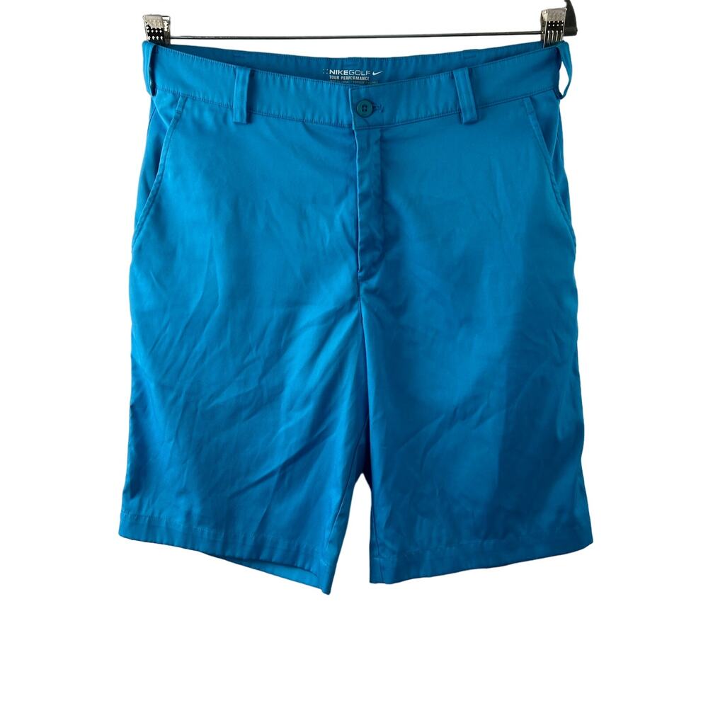 NIKE Dri-Fit Blue Golf Shorts Men's High-Rise Tour Performance Zip Fly Size 30
